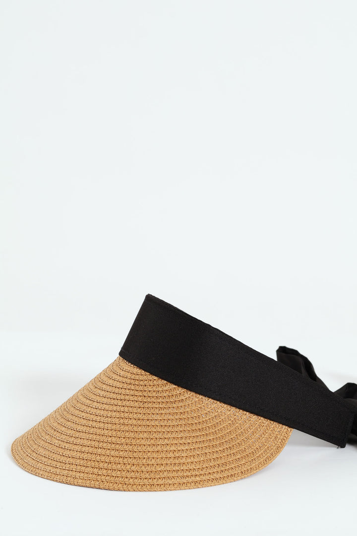 Black Tie Ribbon Visor - Caramel