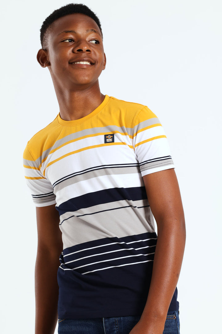 Boys Must Stripe Tee - White