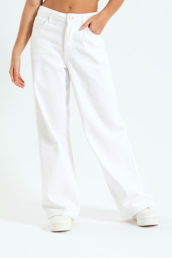 Regular Rise Baggy Jean - White