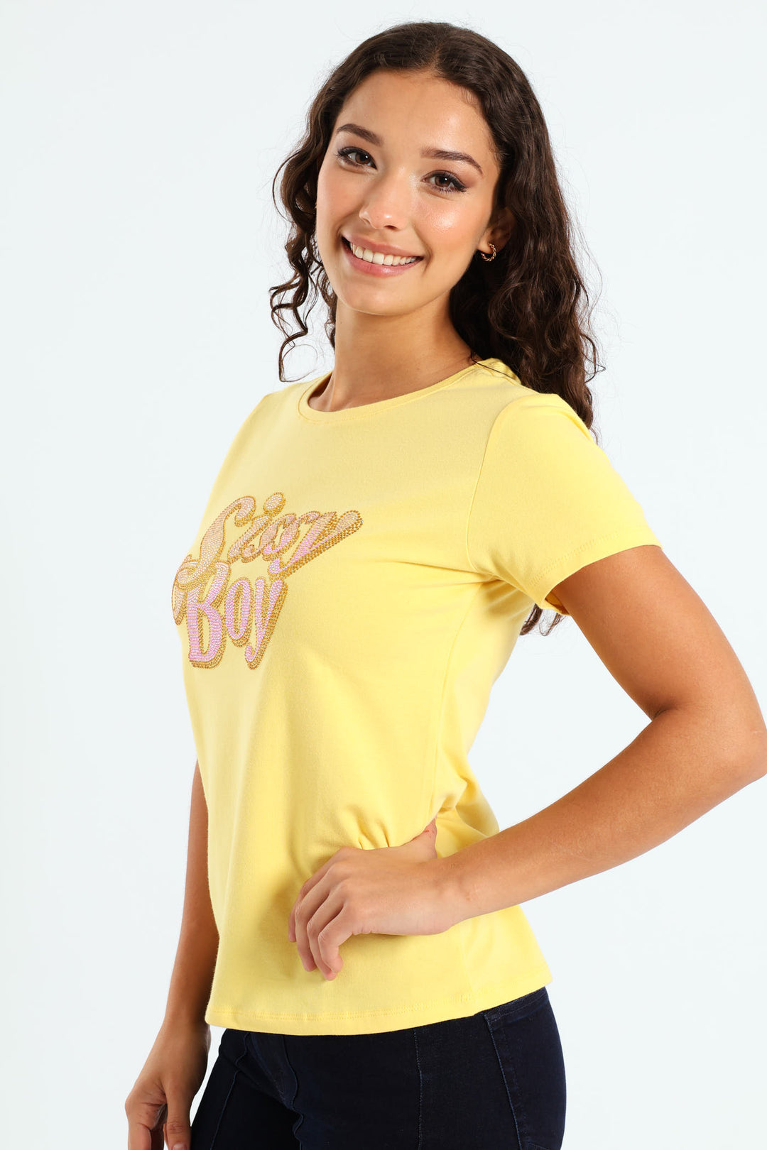 Regular Fit Colourful Logo Top - Lemon