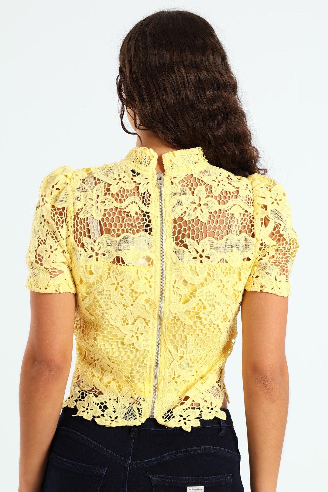 Sabrina Floral Crochet Blouse - Yellow