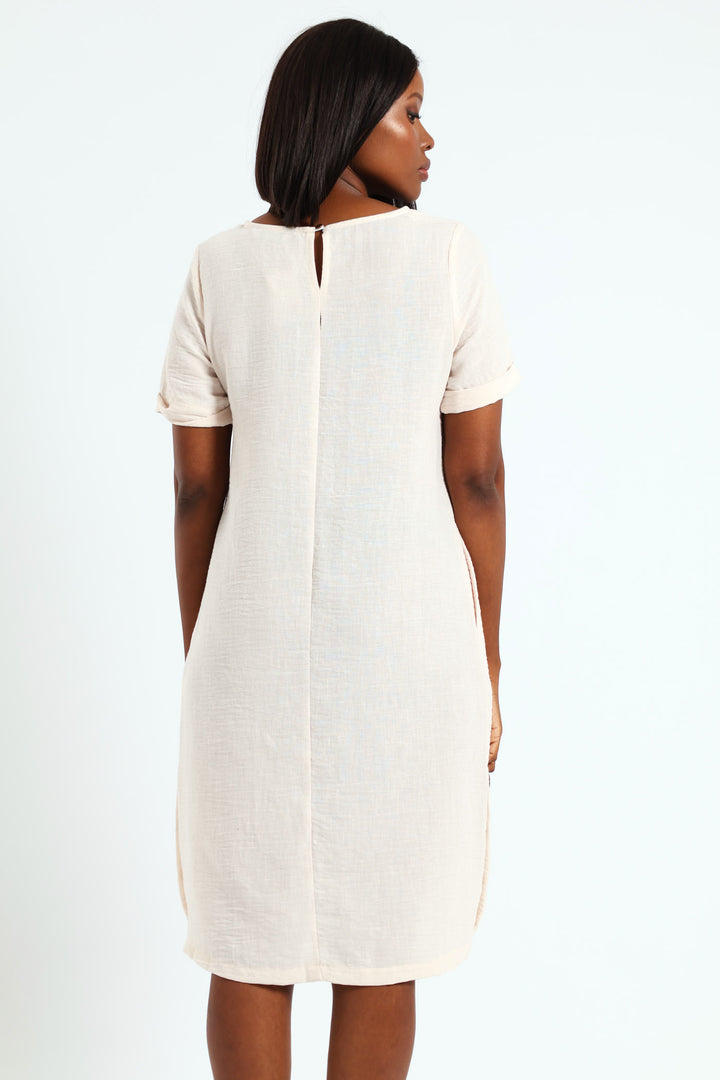 Popover Dress With Buttons - Cream