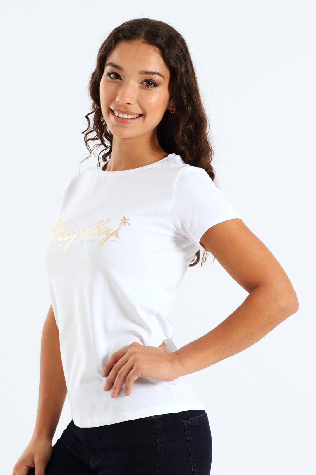 Multi-Technique Regular Fit Logo Top - White