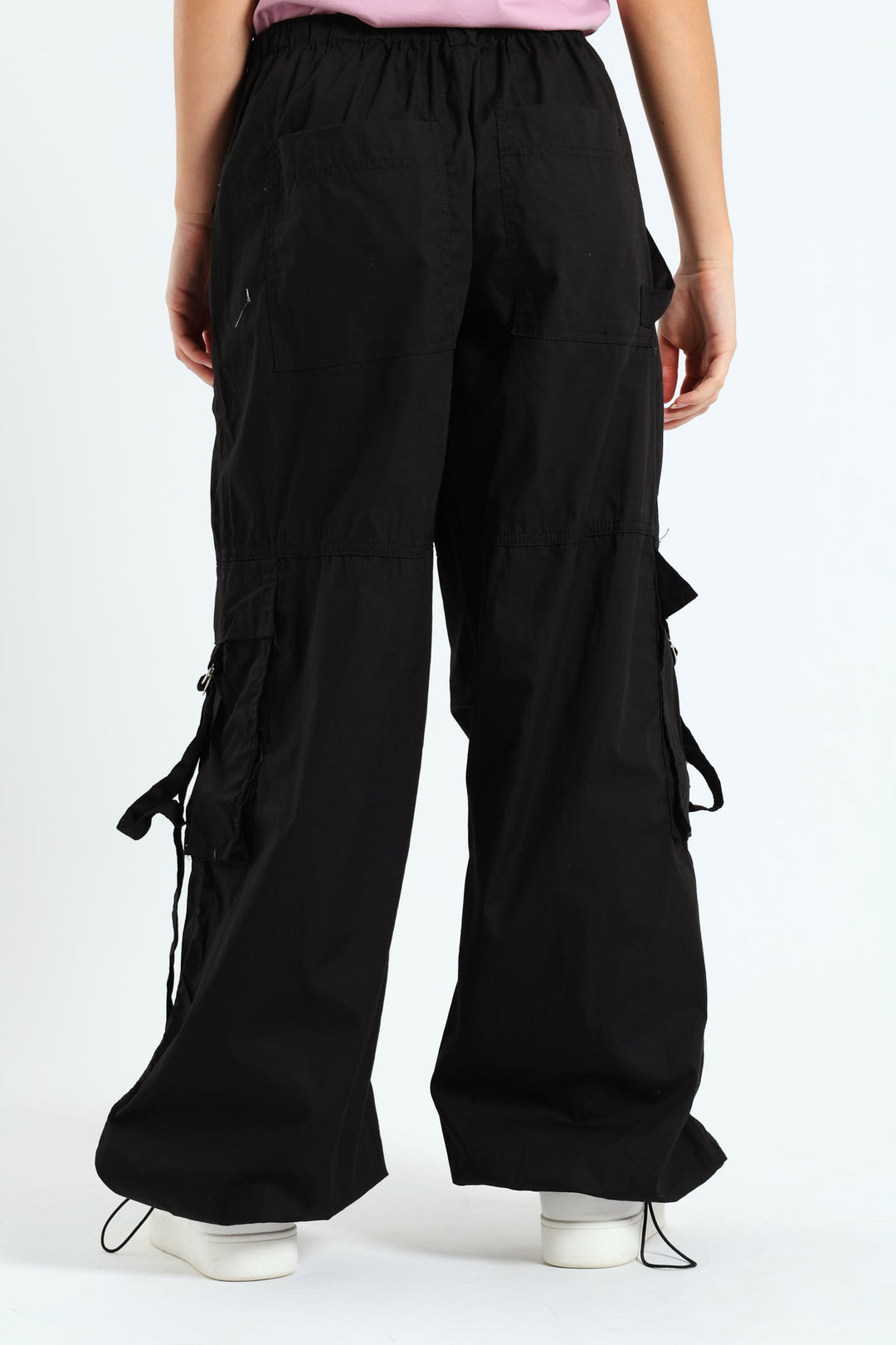 Wide Leg Cargo Pants - Black