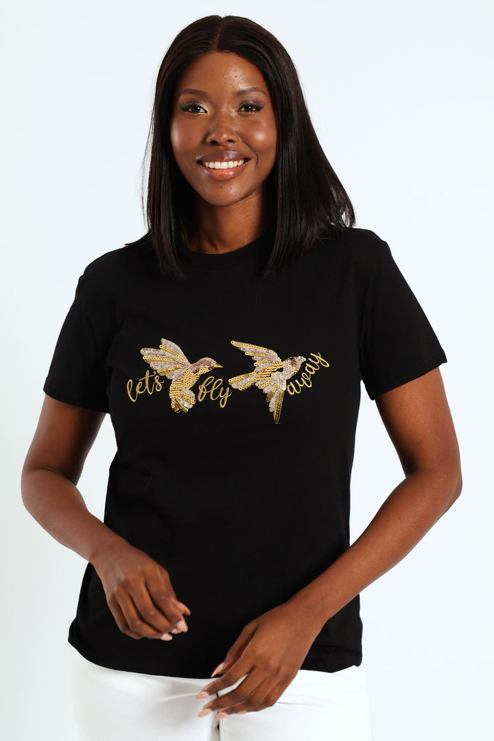 Lets Fly Away Tee - Black