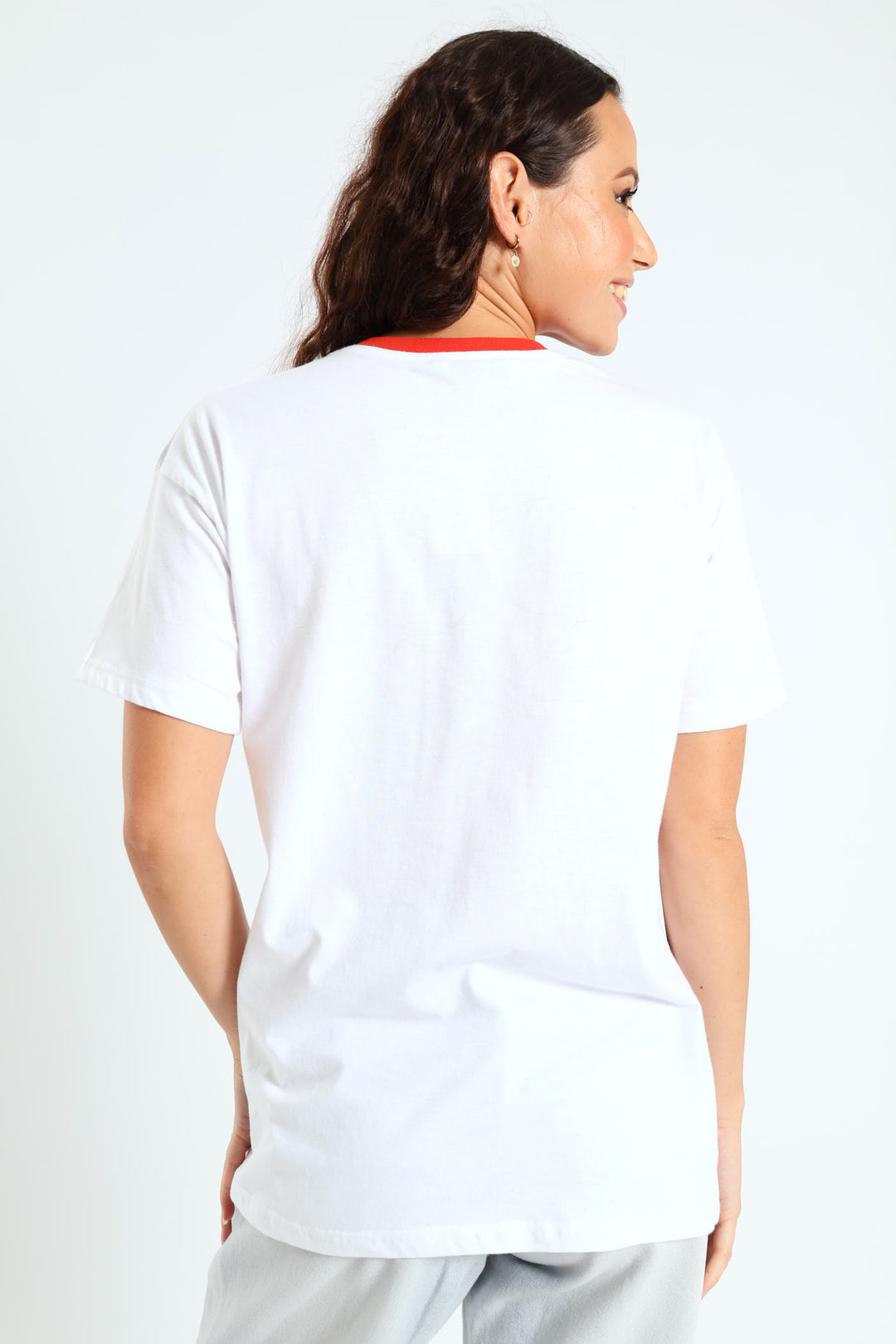 Ringer Oversized Tee - White