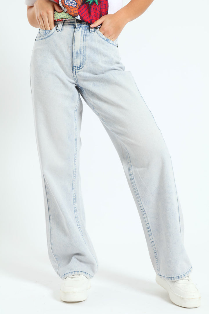 Forward Seam Wideleg Jean - Light Wash