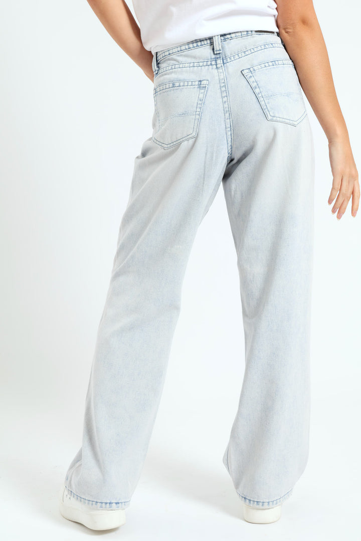 Forward Seam Wideleg Jean - Light Wash