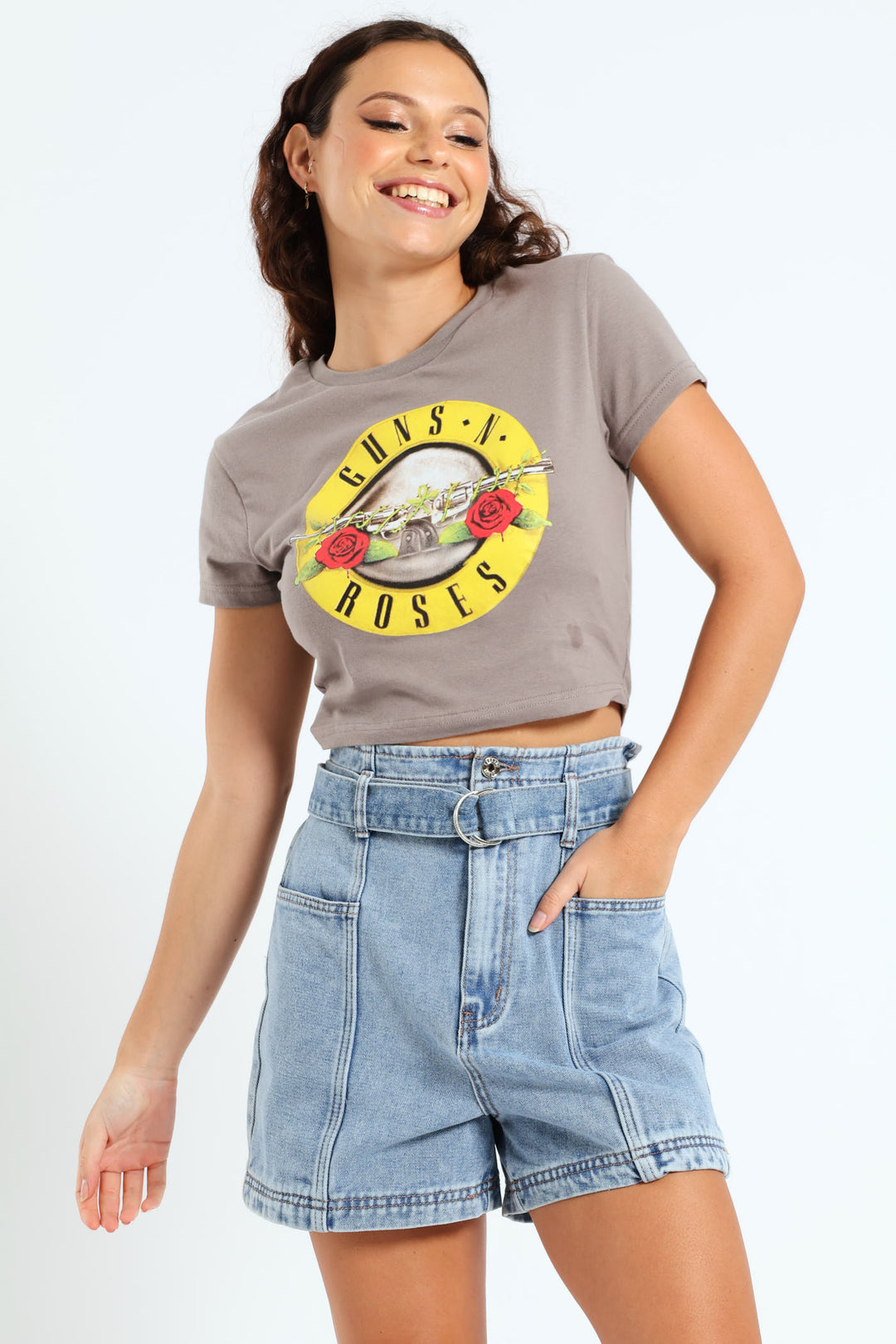 Guns & Roses Baby Tee - Grey