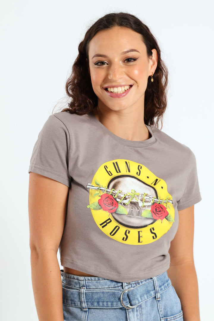 Guns & Roses Baby Tee - Grey