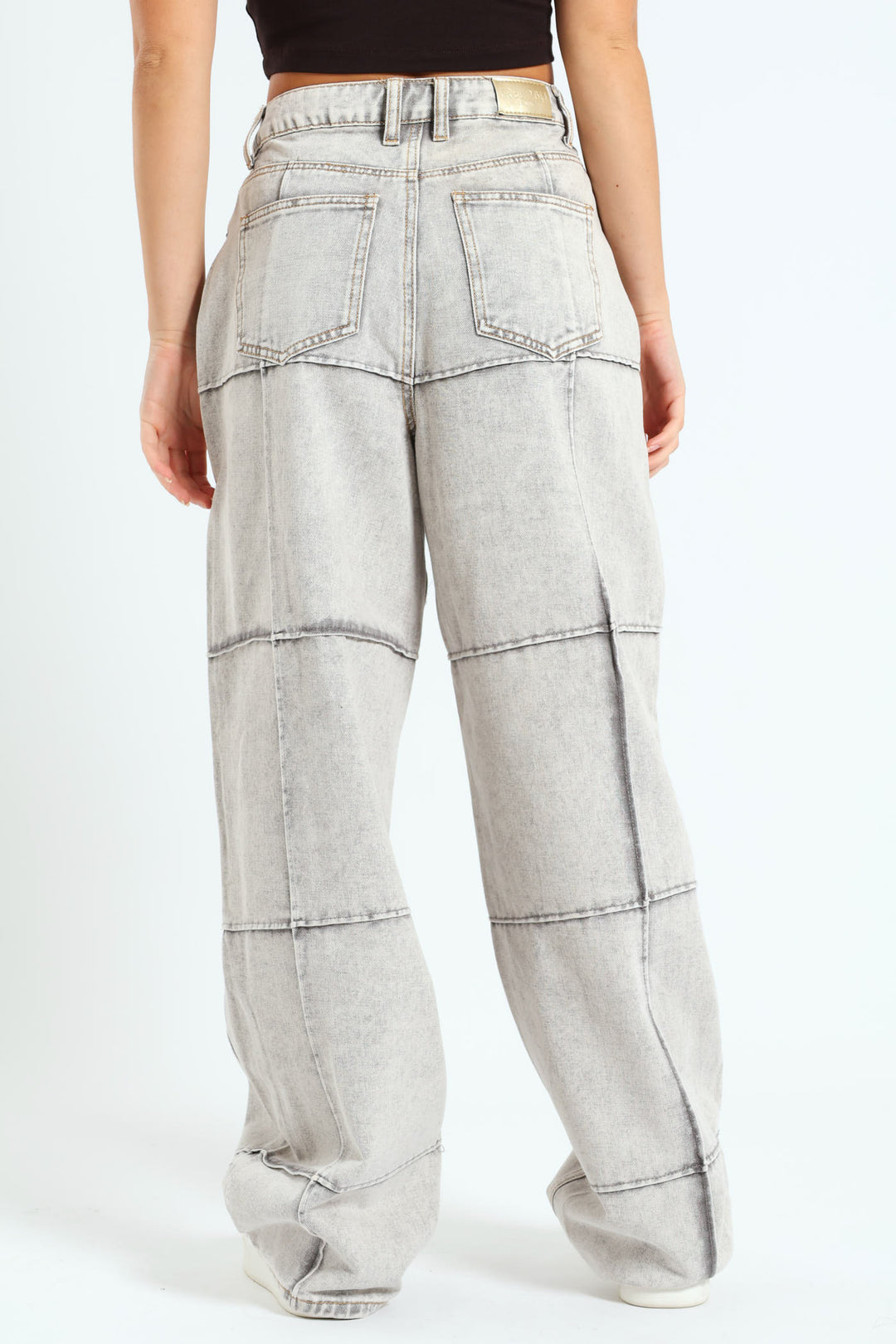 Pintuck Barrel Jean - Light Grey