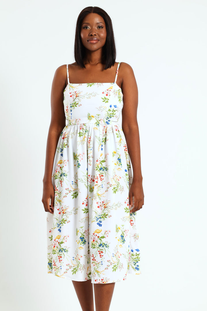 Strappy Fit & Flare Sundress With Shirred Back Detail