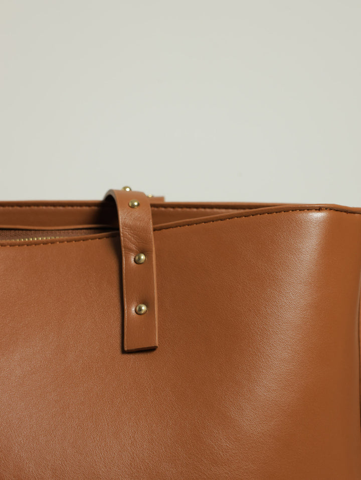 Stud Strap Detail Shopper Bag - Tan