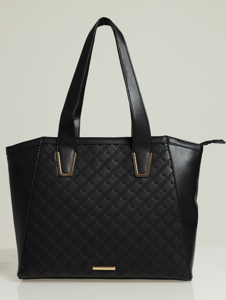 Embossed Large Shopper Bag - Black