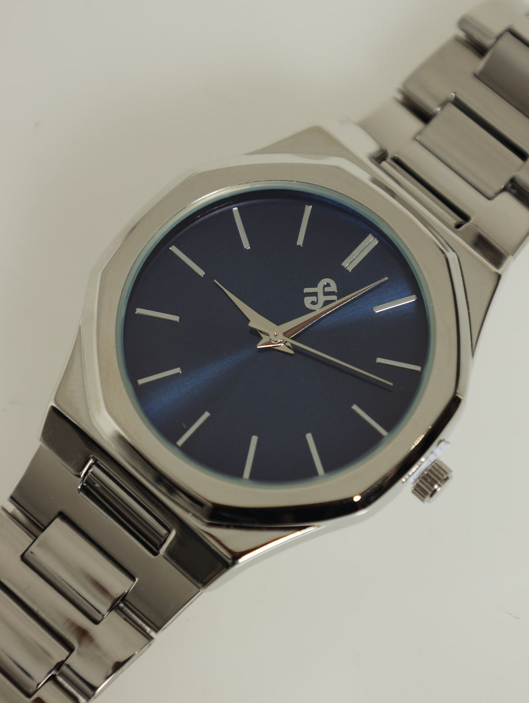 Blue Dial Metal Link Watch -Silver