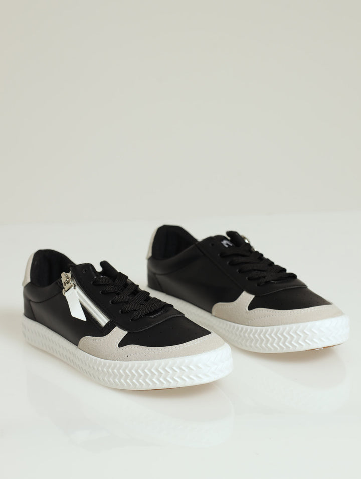 Allie Zip Sneaker - Black/Grey