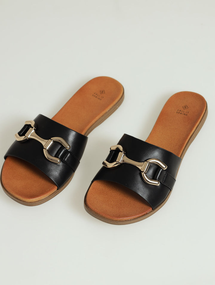 Phoeniix Push In Mule Sandal - Black