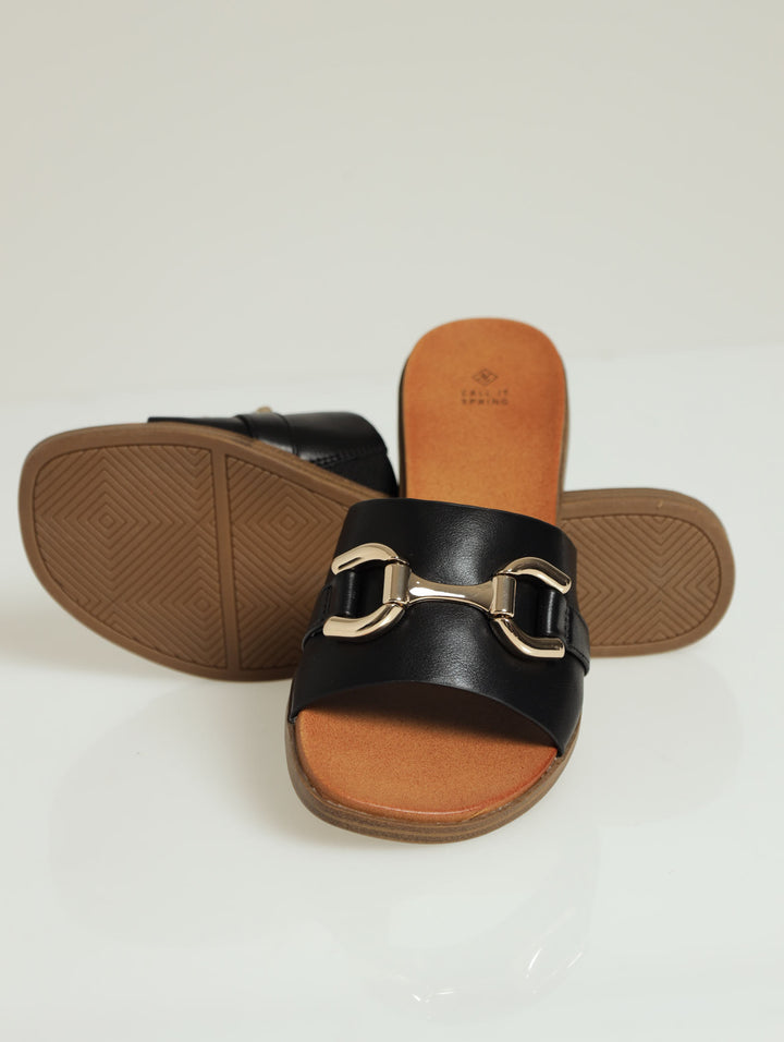 Phoeniix Push In Mule Sandal - Black