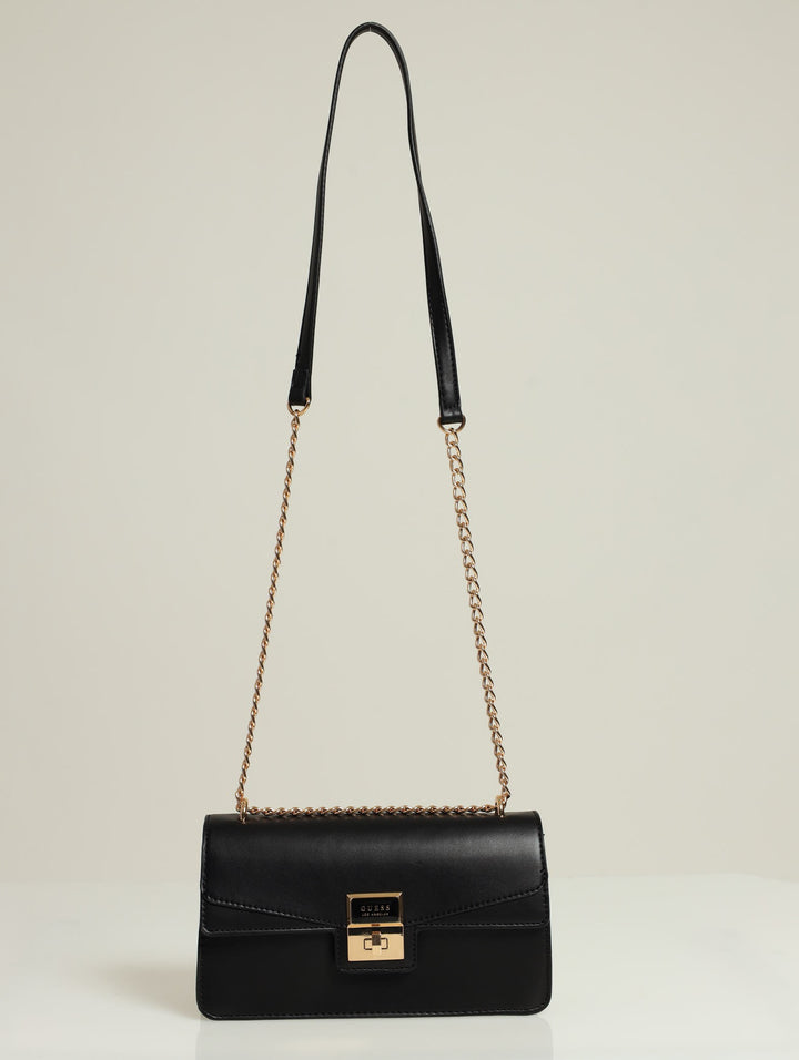 Moonstone Crossbody Flap Bag - Black