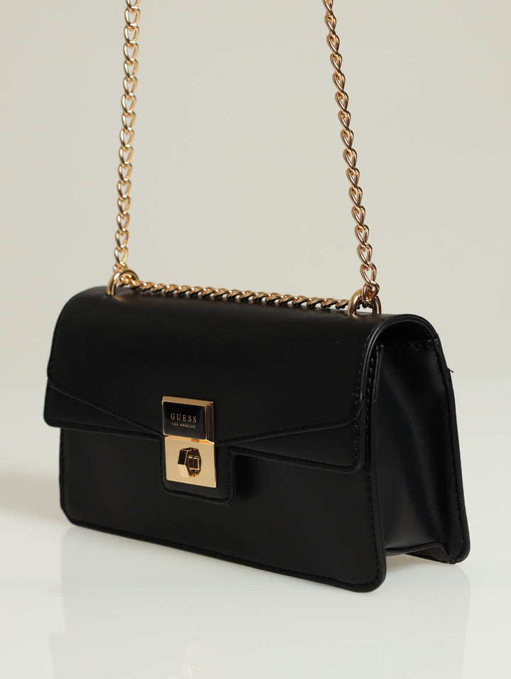 Moonstone Crossbody Flap Bag - Black