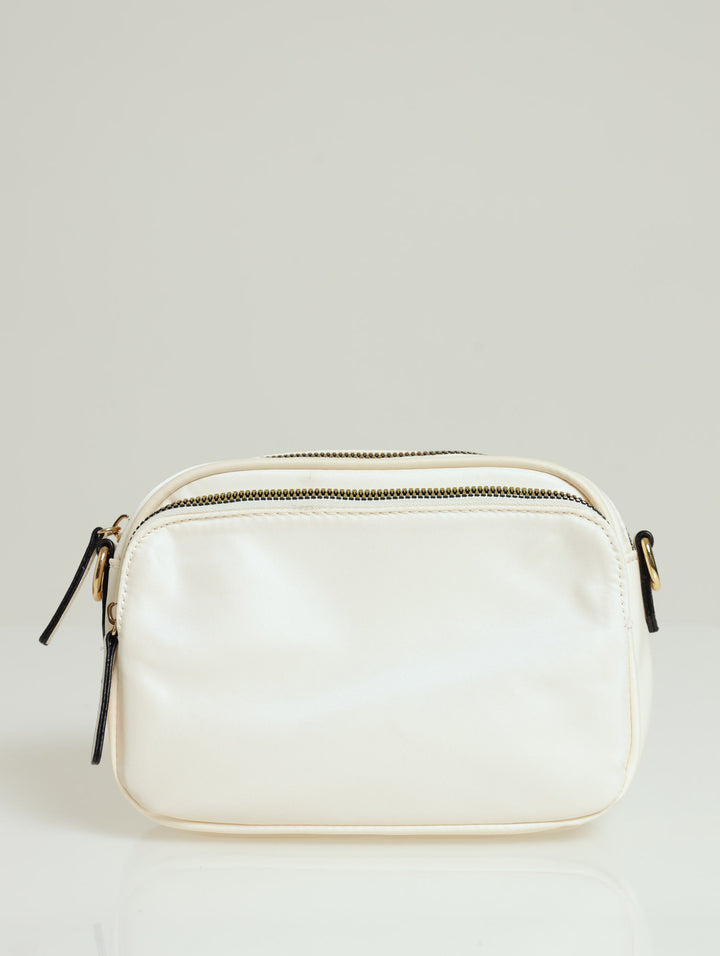 Nylon Gold Zip Camera Bag - Cream