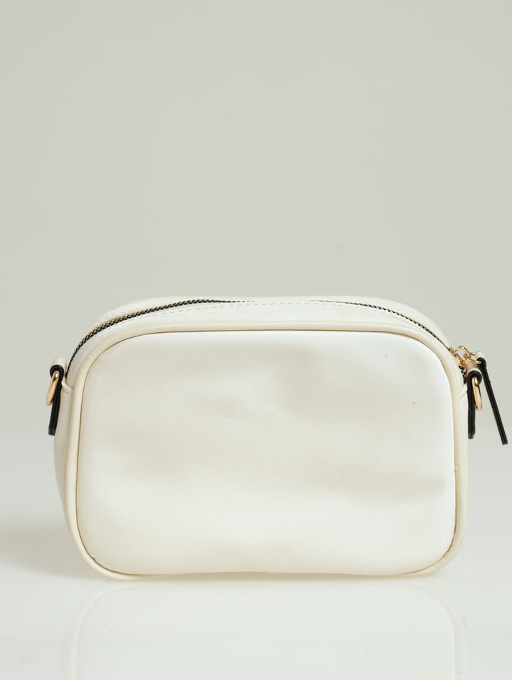 Nylon Gold Zip Camera Bag - Cream