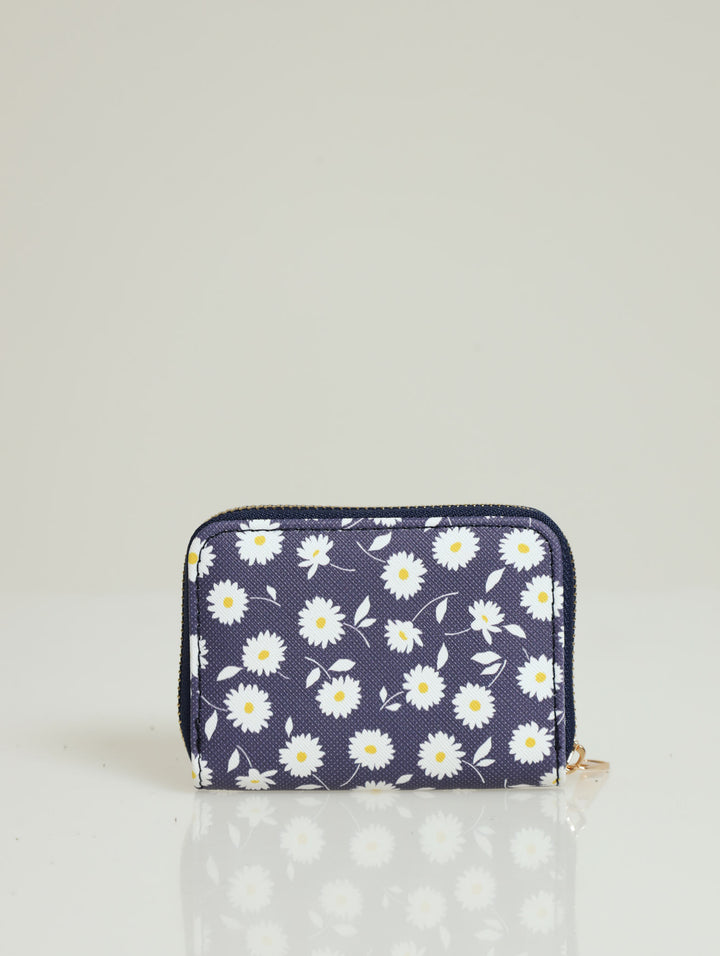 Daist Print Small Zip Around Purse - Navy