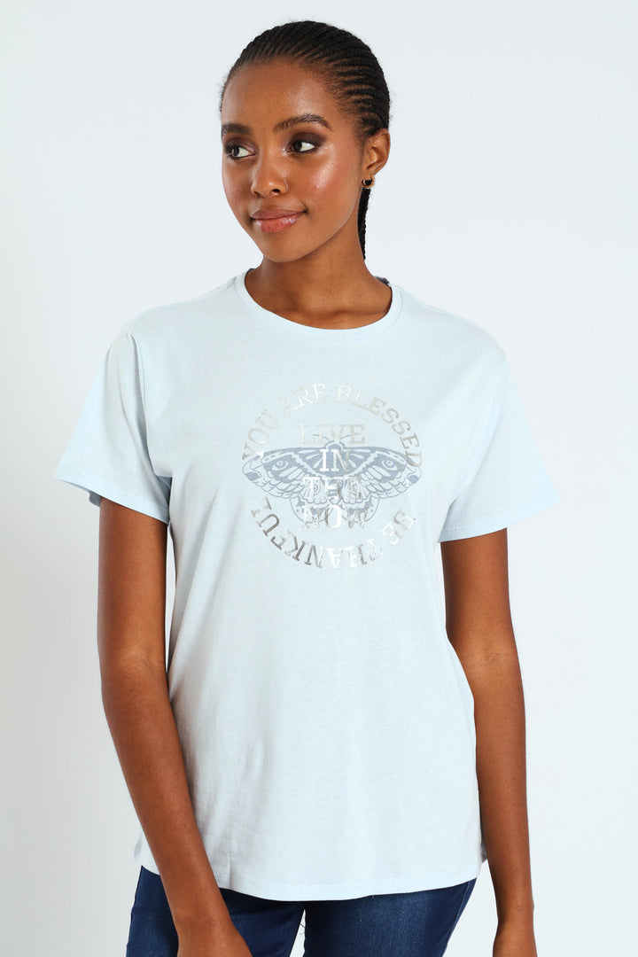 Live In The Now Butterfly Tee - Aqua