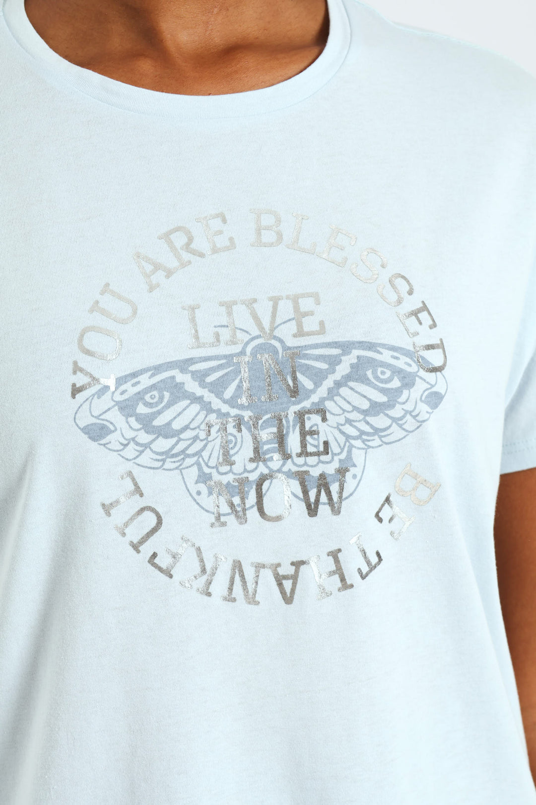 Live In The Now Butterfly Tee - Aqua