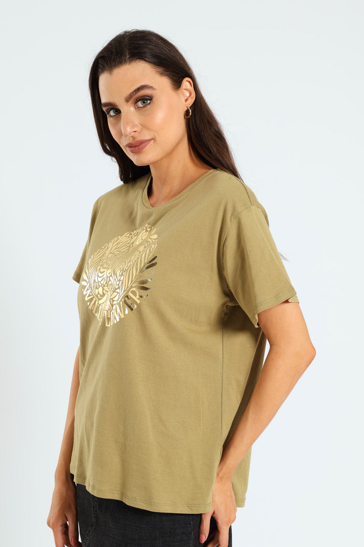 Circle Foil Wild Flowers Tee - Avocado