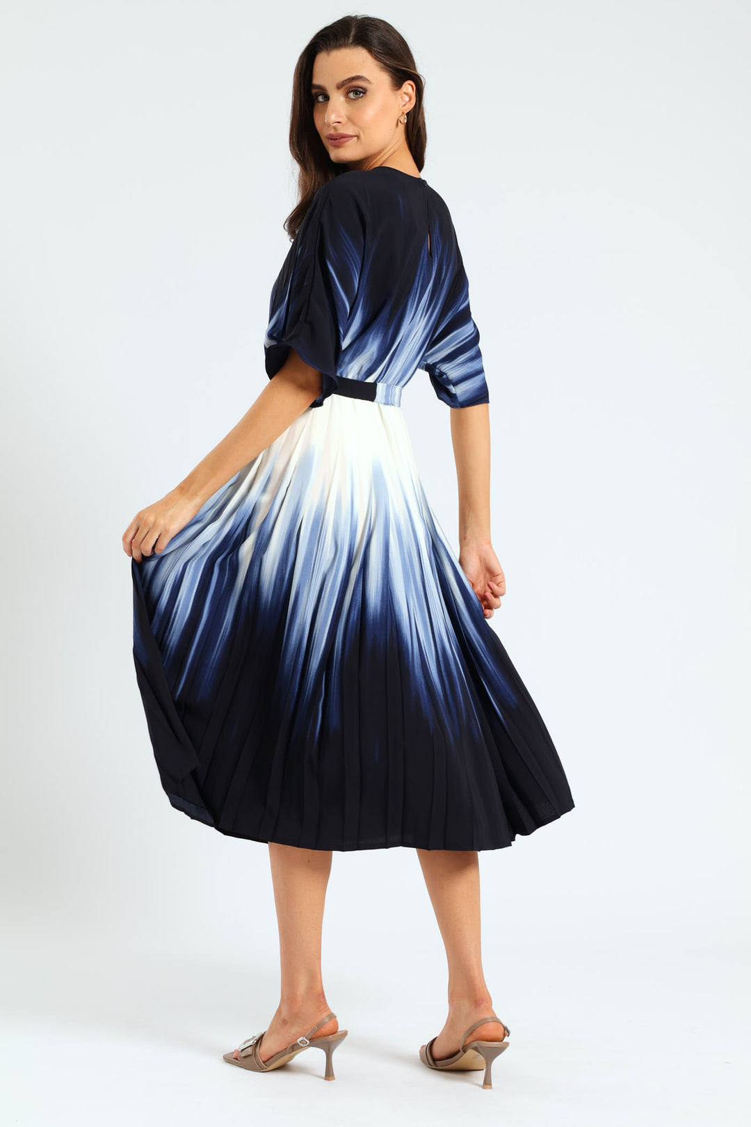 Ombre Pleated Dress - Blue