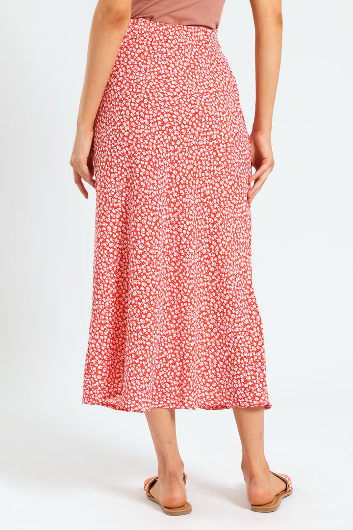 Pull On Bias Cut Maxi Skirt - Paprika