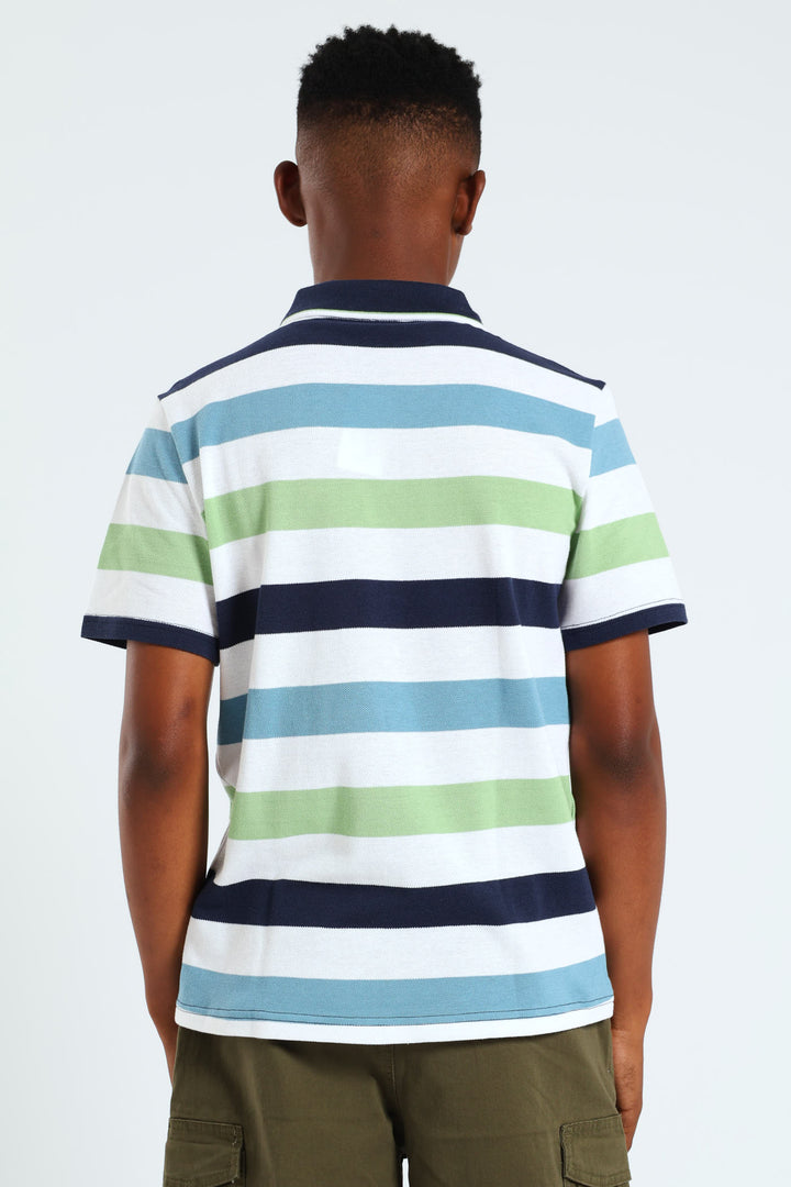 Boys Stripe Golfer - White