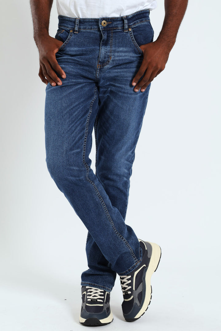 Worn In Slim Denim Jean - Mid Denim