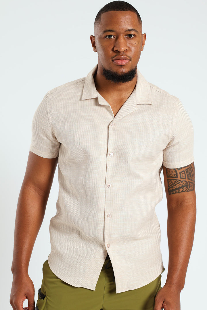 Short Sleeve Waffle Shirt - Stone