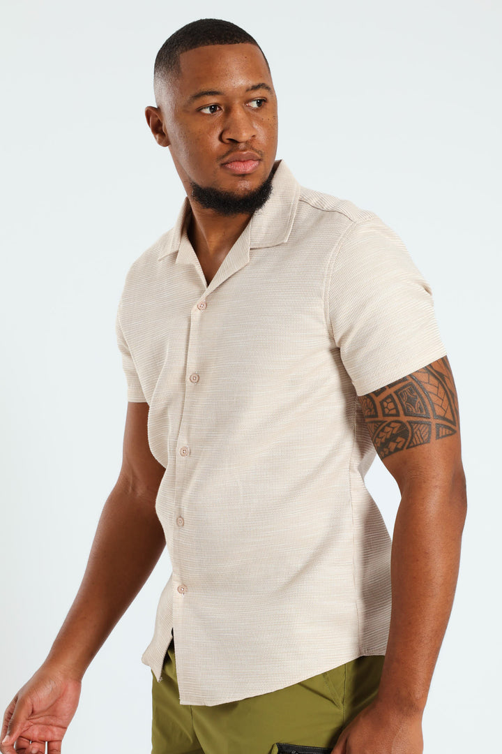 Short Sleeve Waffle Shirt - Stone