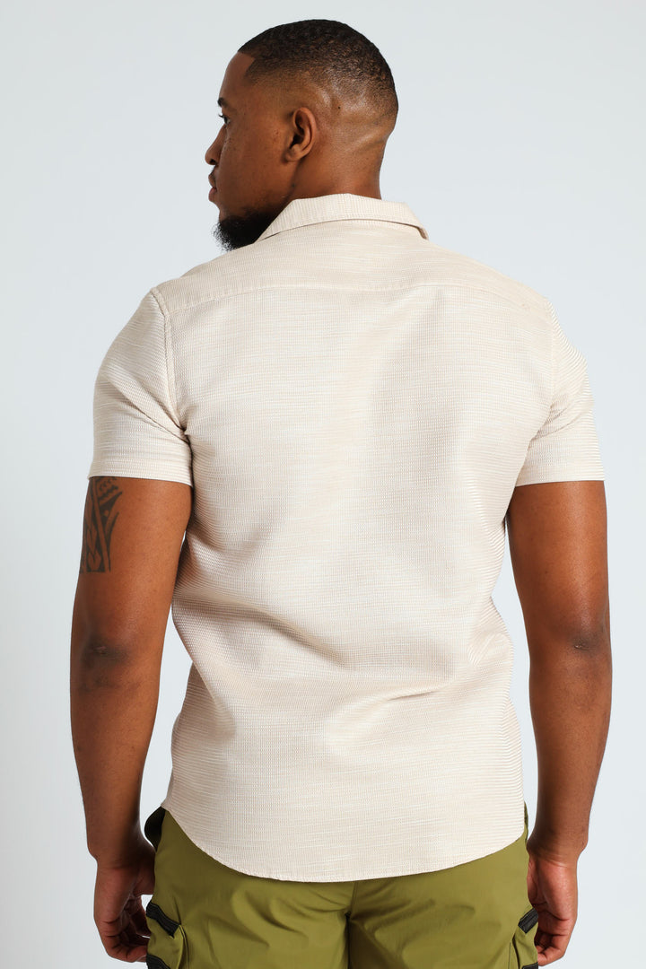 Short Sleeve Waffle Shirt - Stone