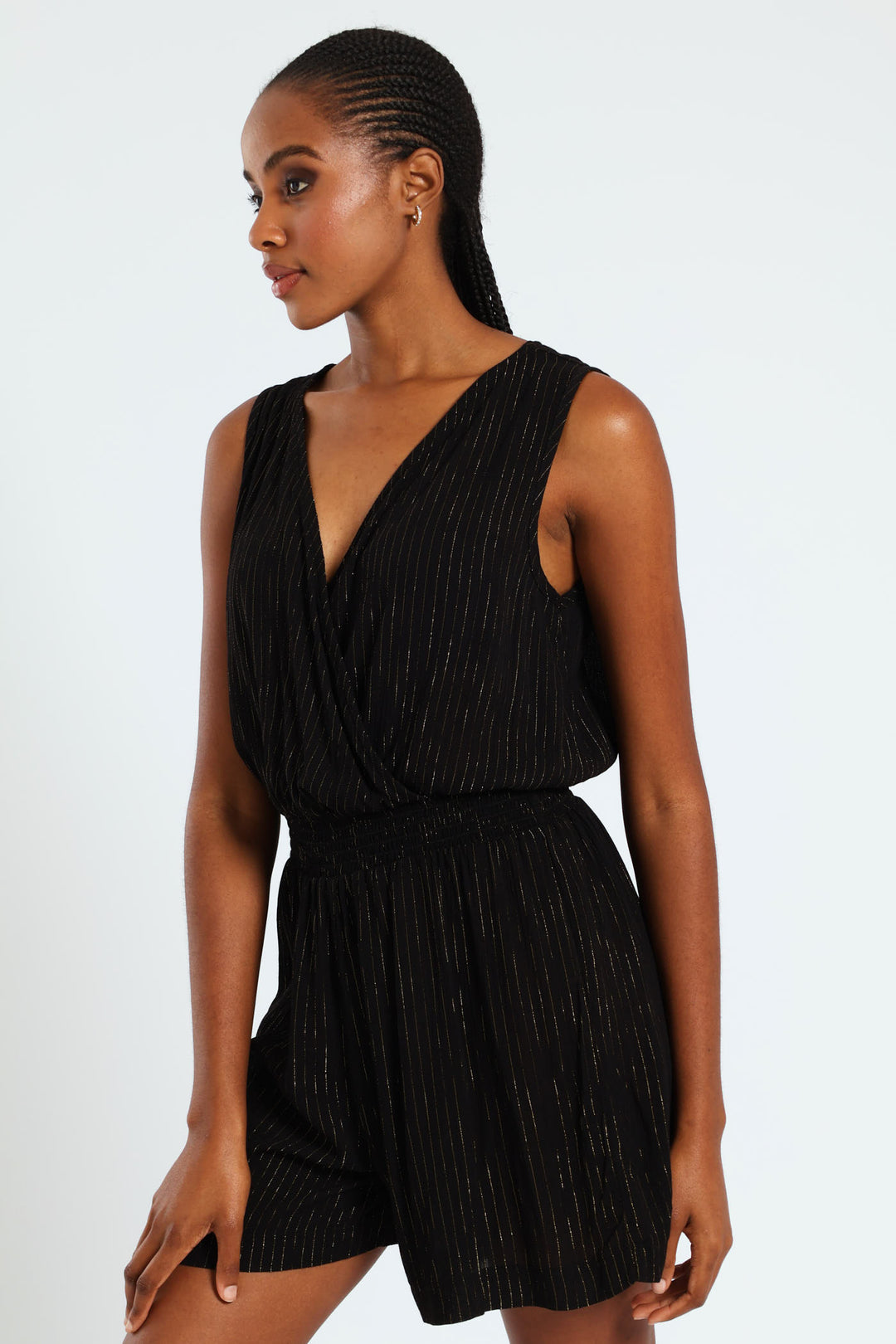 Lurex Stripe Jumpsuit - Black