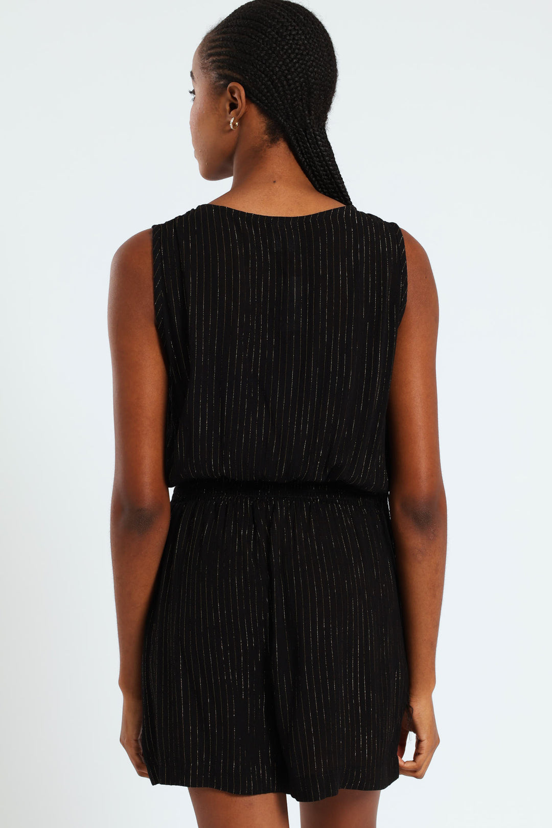 Lurex Stripe Jumpsuit - Black