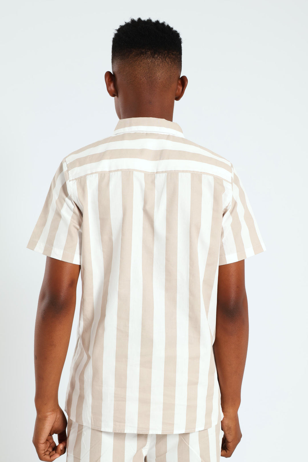 Boys Stripe Cotton Shirt - Stone