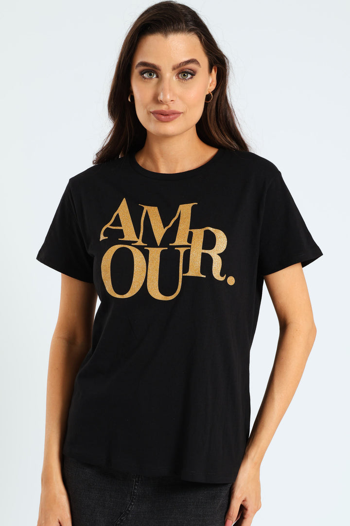 Glitter Amour Tee - Black