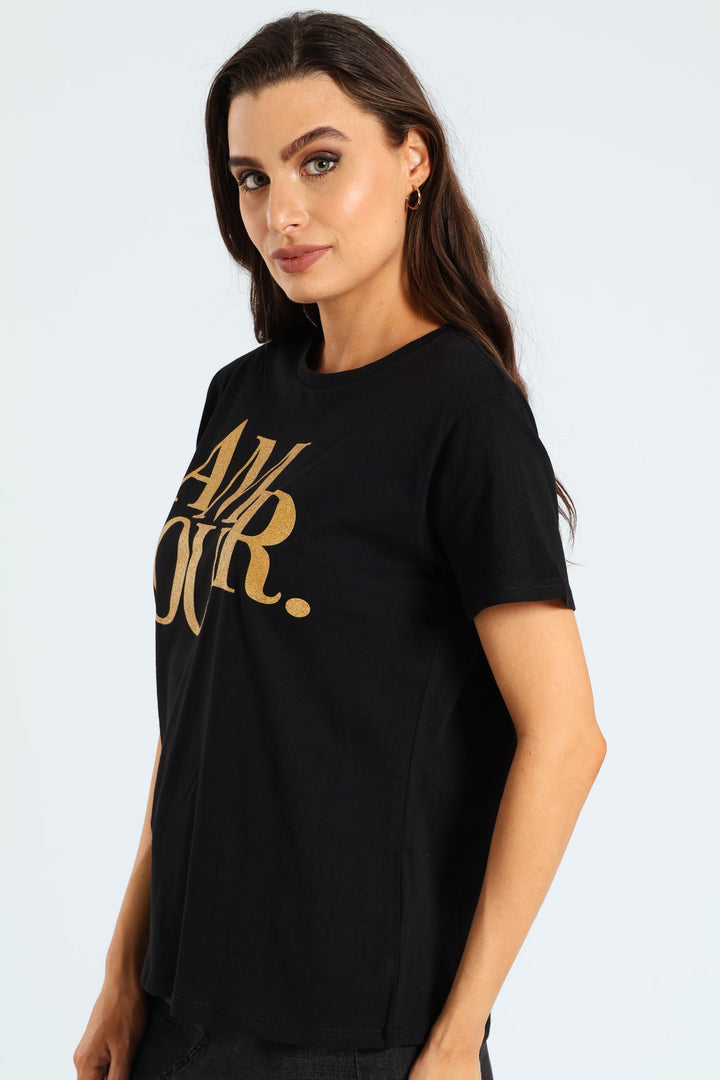 Glitter Amour Tee - Black