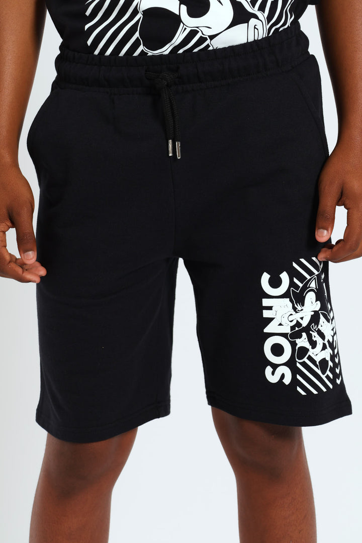 Boys Sonic Fleece Shorts - Black