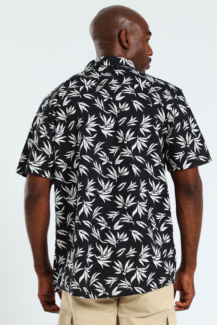 Leaf Print Shirt - Black