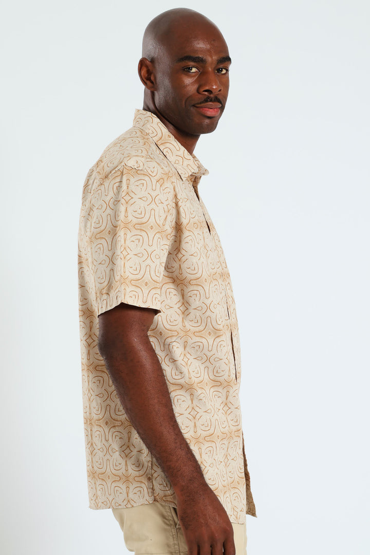 Tile Print Shirt - Stone