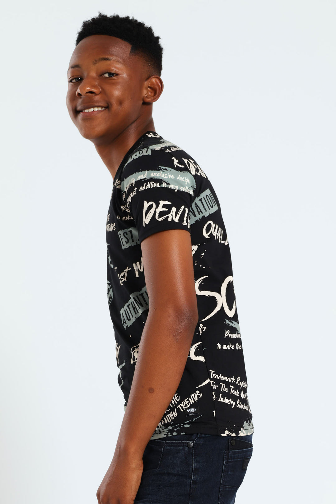 Boys Allover Print Tee - Black