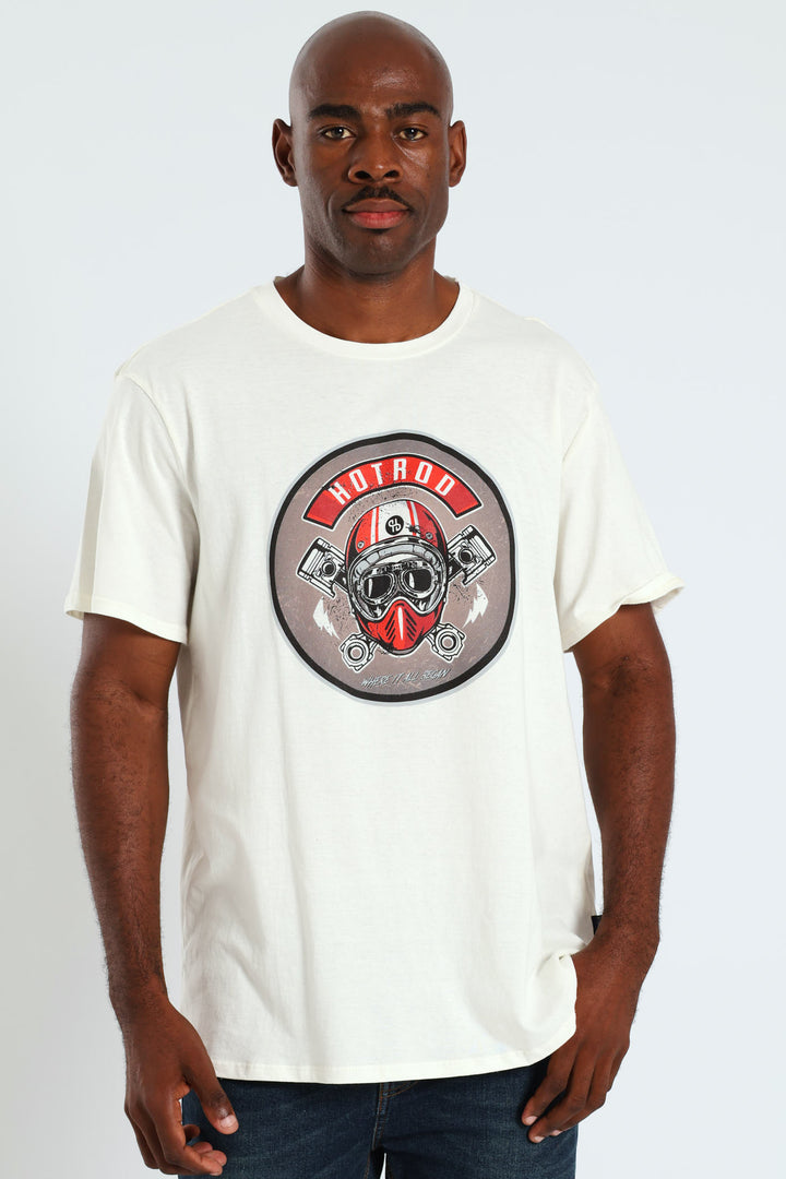 Hotrod Visor & Helmet Tee - Off White