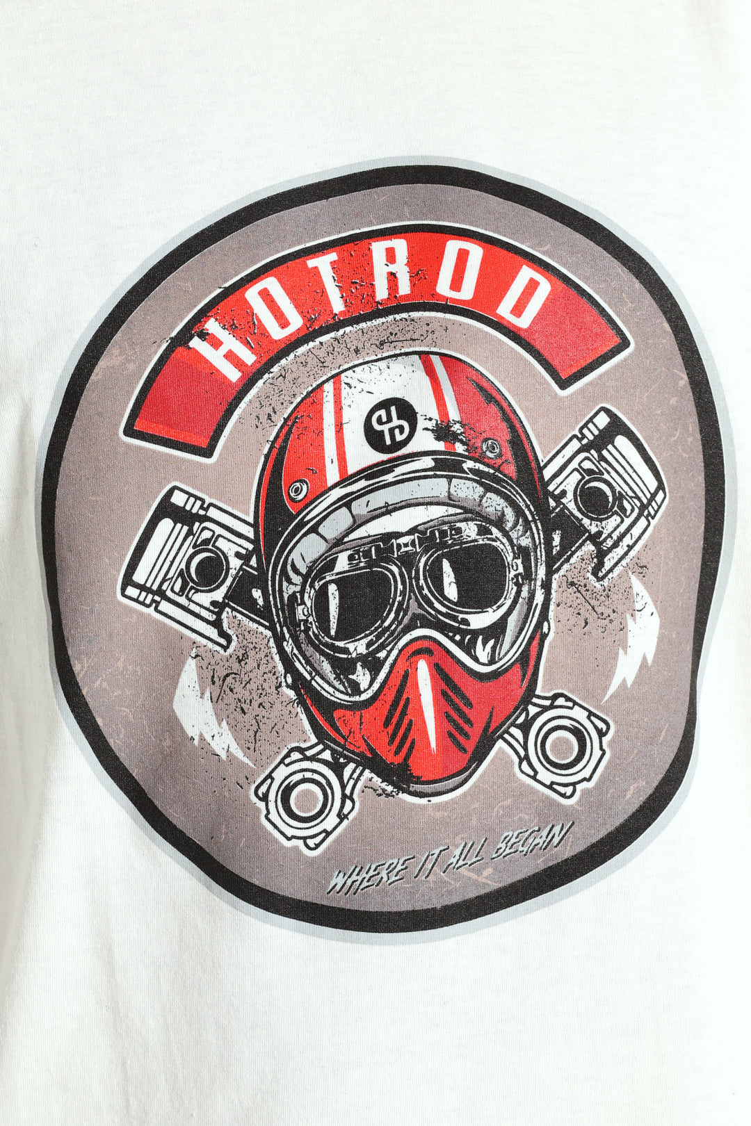 Hotrod Visor & Helmet Tee - Off White