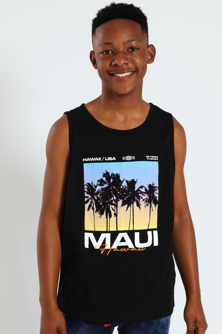 Boys Palm Tree Vest - Black