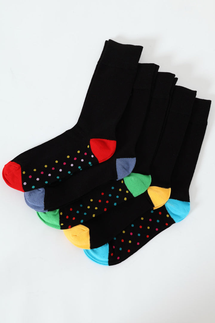 5 Pack Spot Heel & Toe Anklet Socks - Black